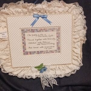 Decorative Patchwork Quilt Sign with Lace